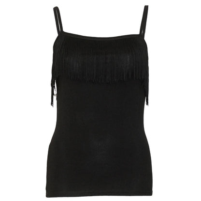 URBAN FASHION - Tassel Layered Camsole Top Black - Spiral USA