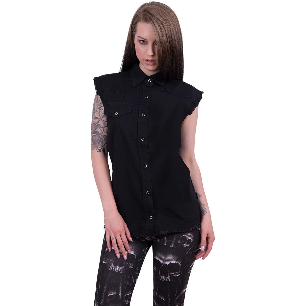URBAN FASHION - Sleeveless Worker Shirt Black - Spiral USA