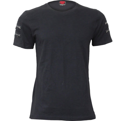 URBAN FASHION - Twin Zipper Sleeve Fashion Tee - Spiral USA