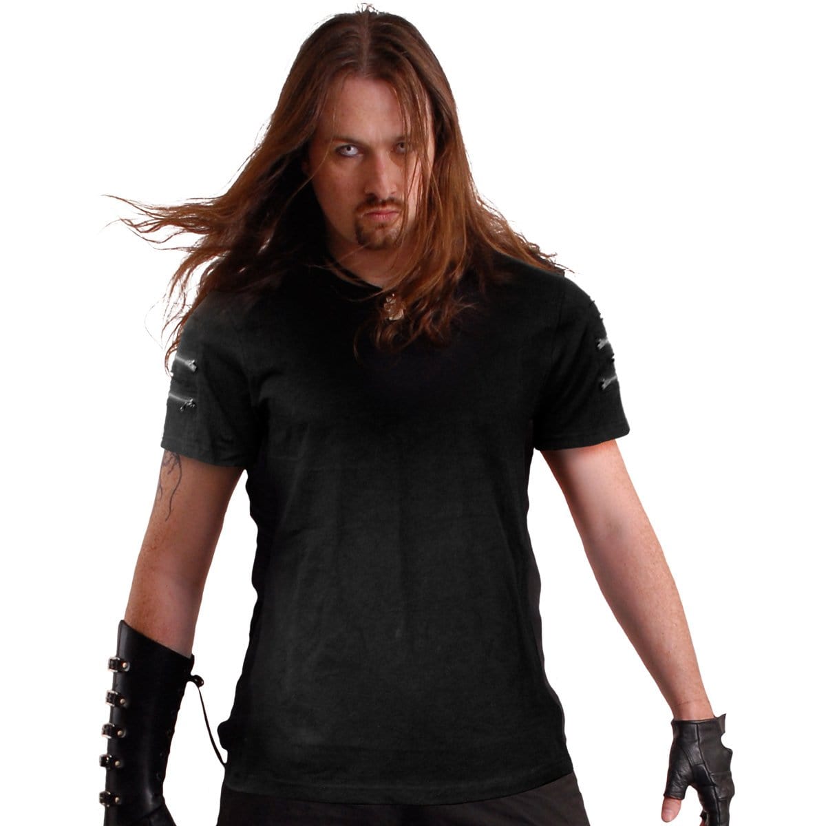 URBAN FASHION - Twin Zipper Sleeve Fashion Tee - Spiral USA