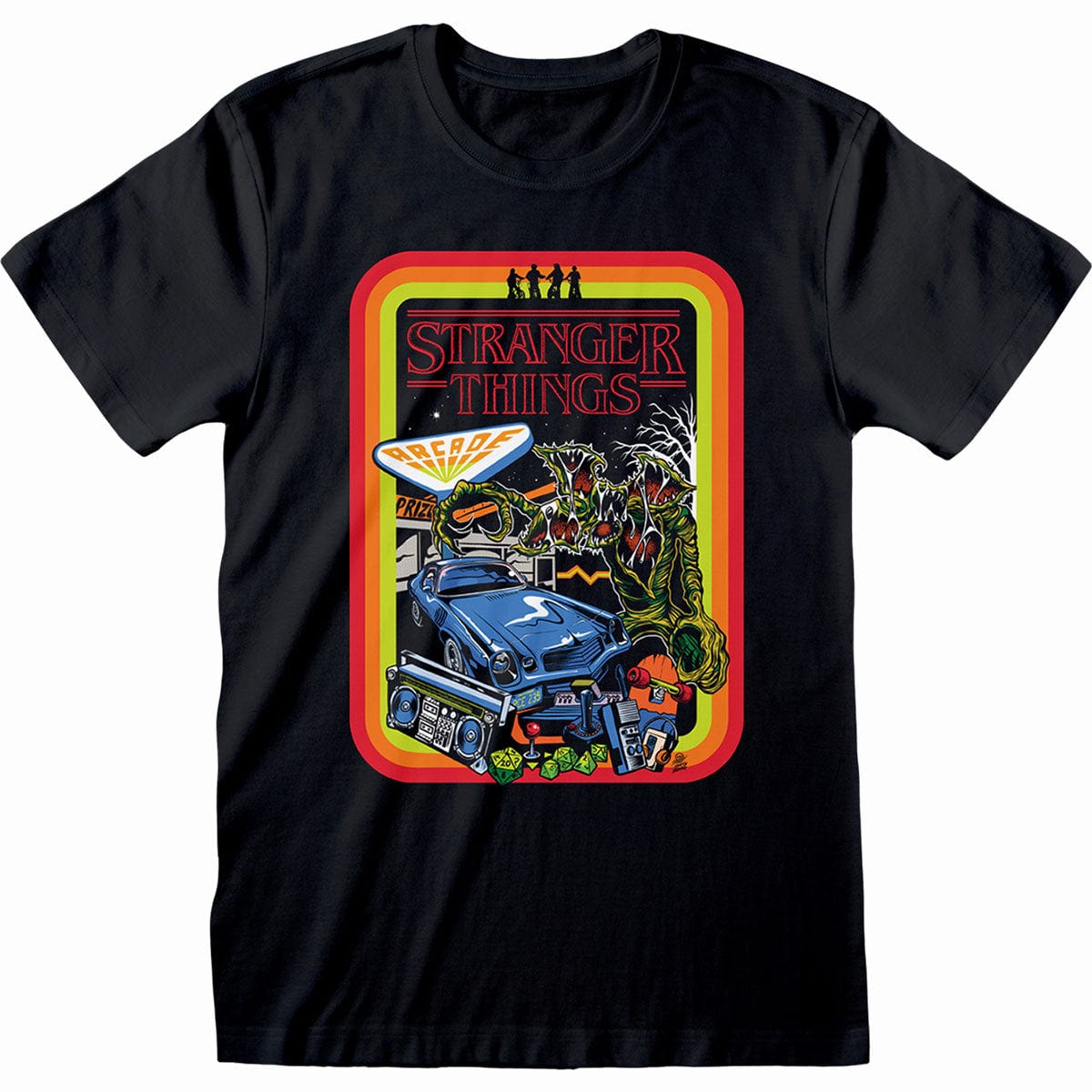 STRANGER THINGS - RETRO POSTER - T-Shirt Black - Spiral USA