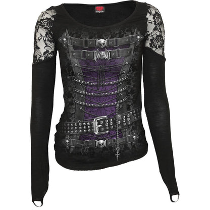 WAISTED CORSET - Shoulder Lace Top Black