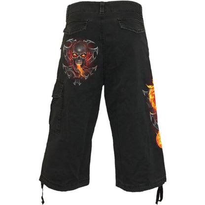FIRE DRAGON - Vintage Cargo Shorts 3/4 Long Black - Spiral USA