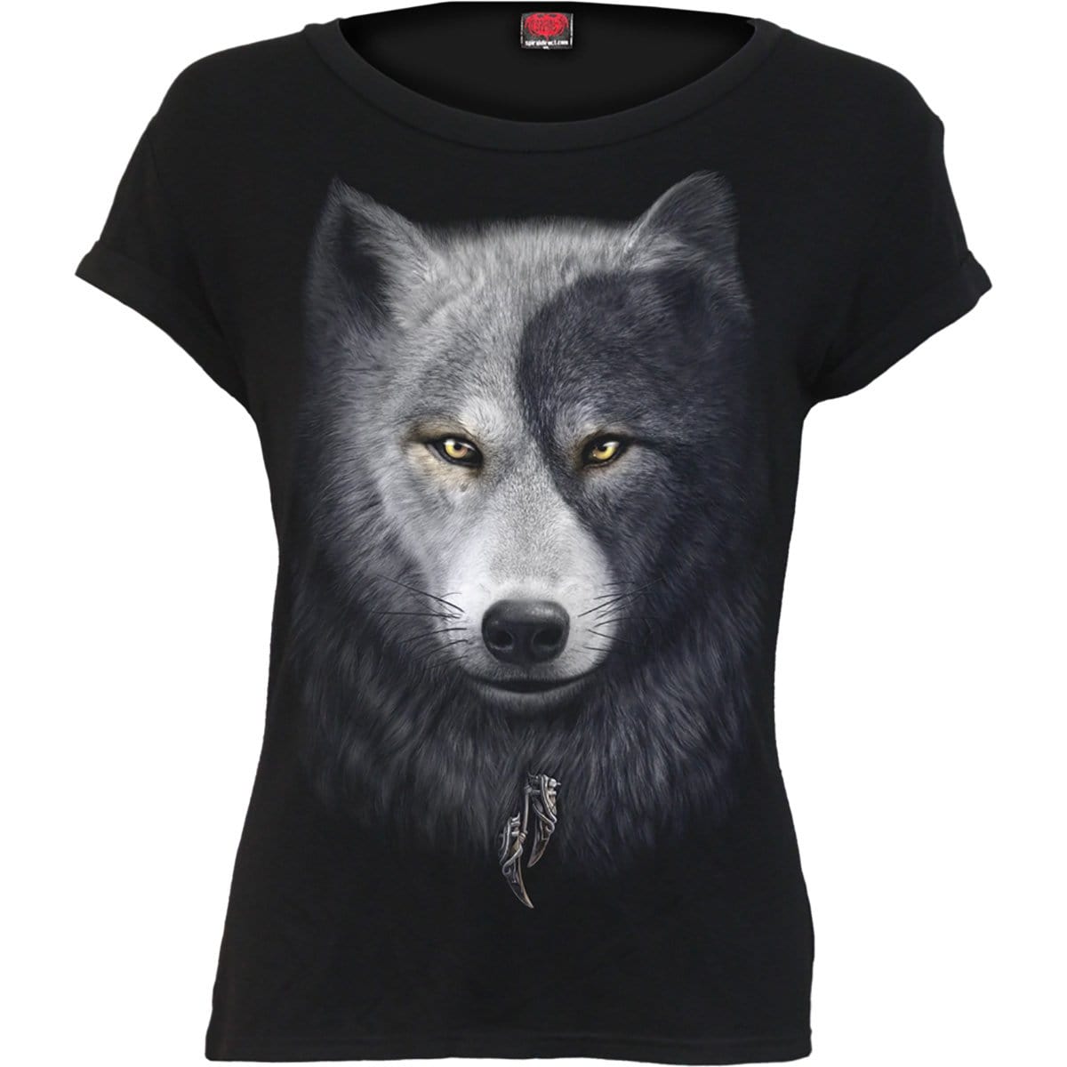 WOLF CHI - Boatneck Cap Sleeve Top Black - Spiral USA