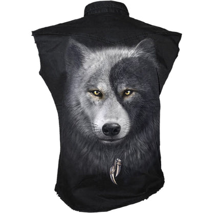 WOLF CHI - Sleeveless Stone Washed Worker Black - Spiral USA
