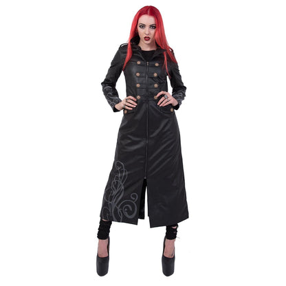 JUST TRIBAL - Gothic Trench Coat PU-Leather Corset Back - Spiral USA