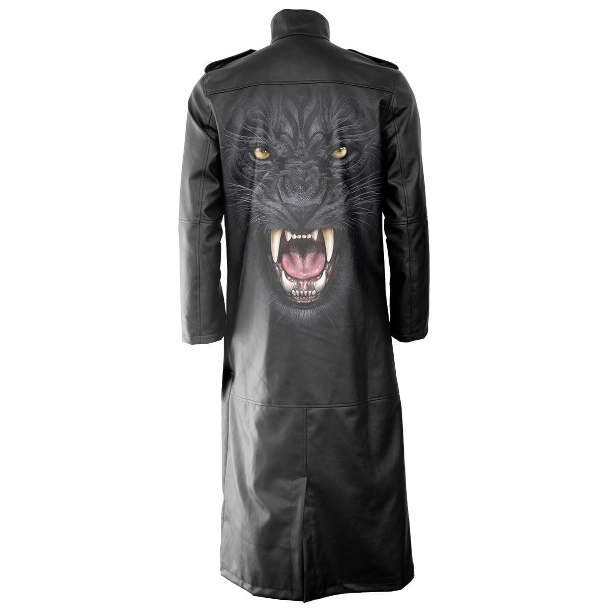 TRIBAL PANTHER - Gothic Trench Coat PU-Leather with Full Zip - Spiral USA