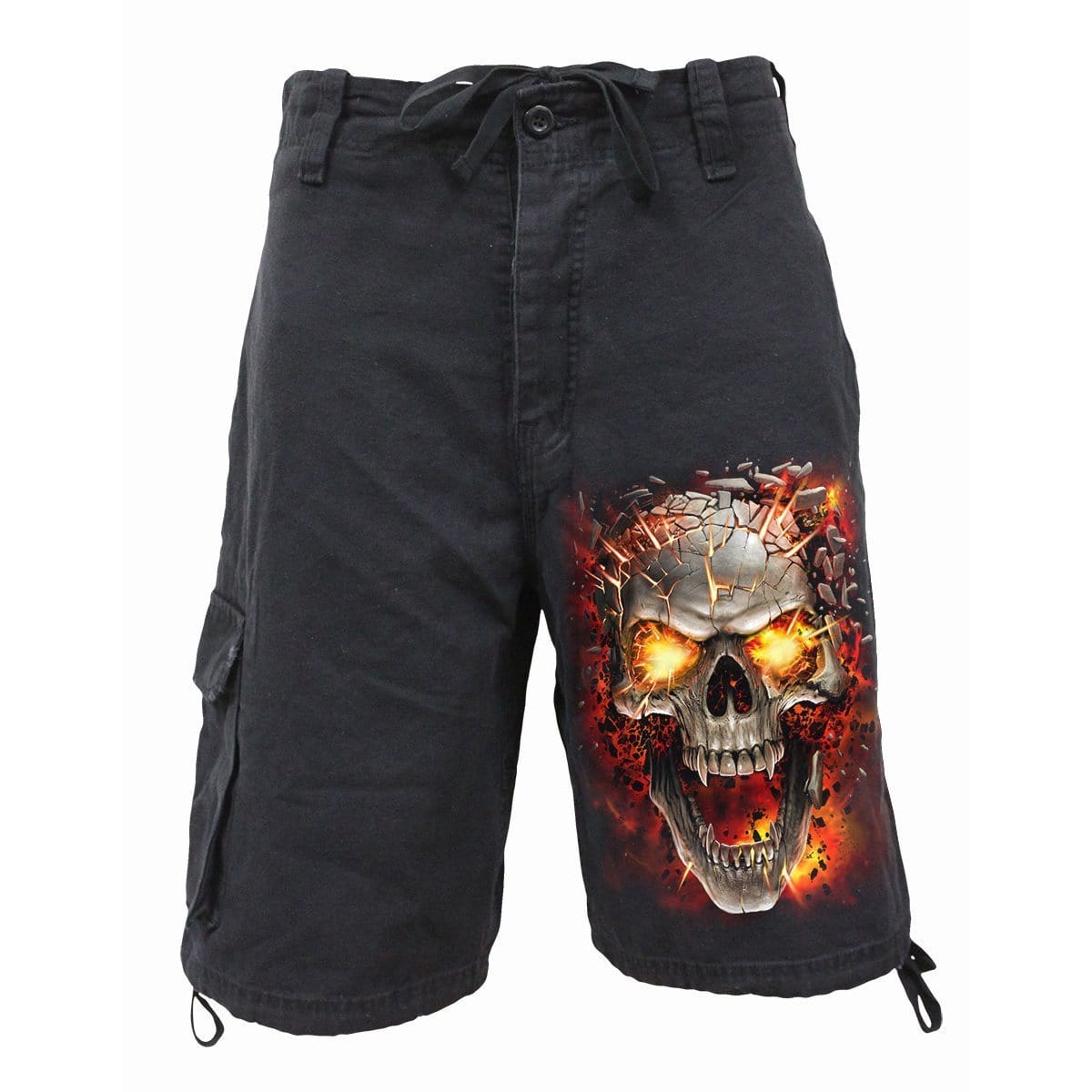 SKULL BLAST - Vintage Cargo Shorts Black - Spiral USA