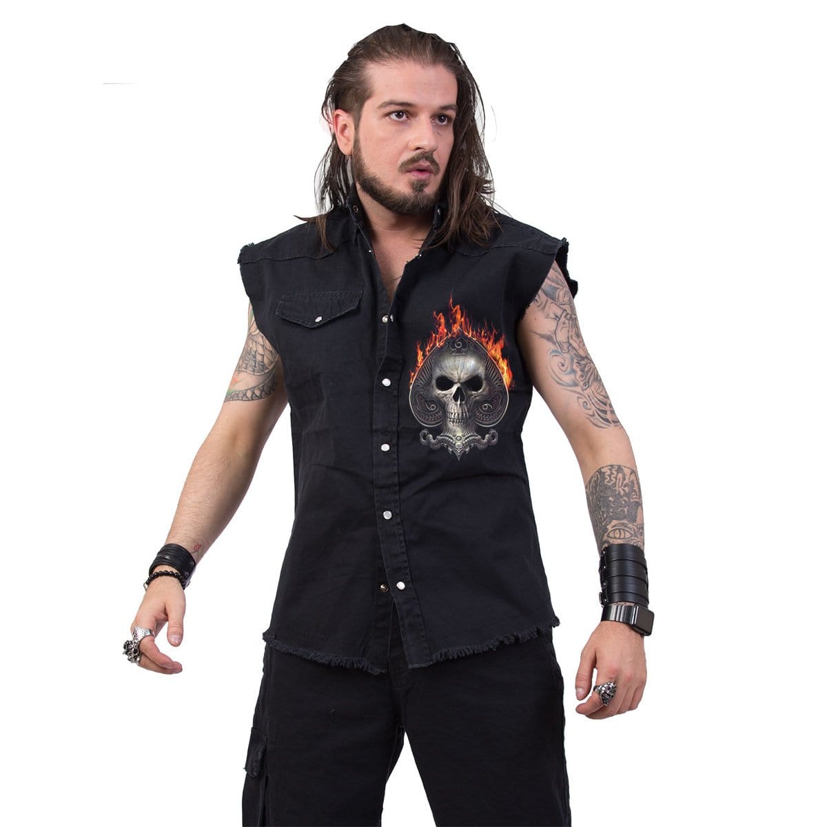 ACE REAPER - Sleeveless Stone Washed Worker Black - Spiral USA