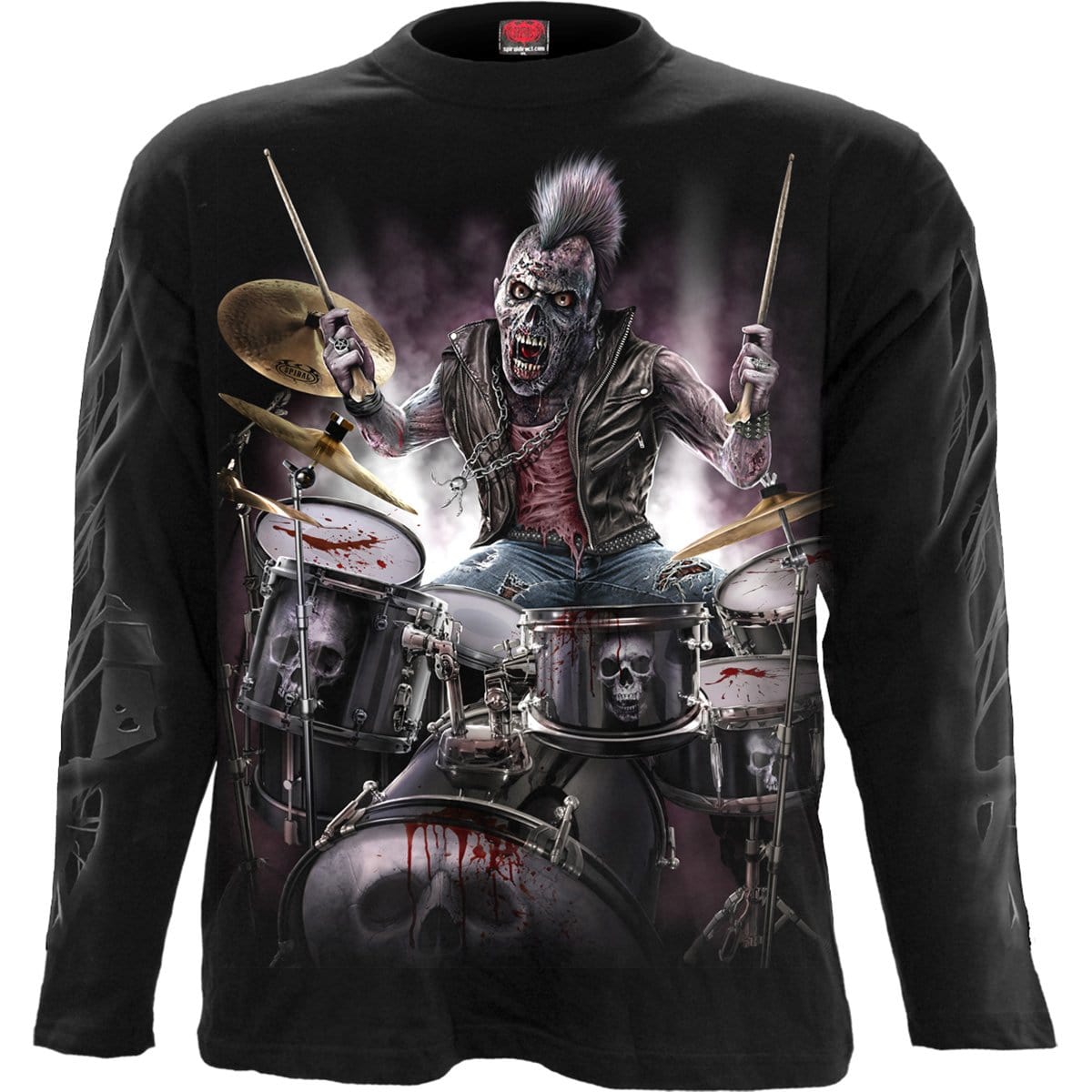 ZOMBIE BACKBEAT - Longsleeve T-Shirt Black - Spiral USA
