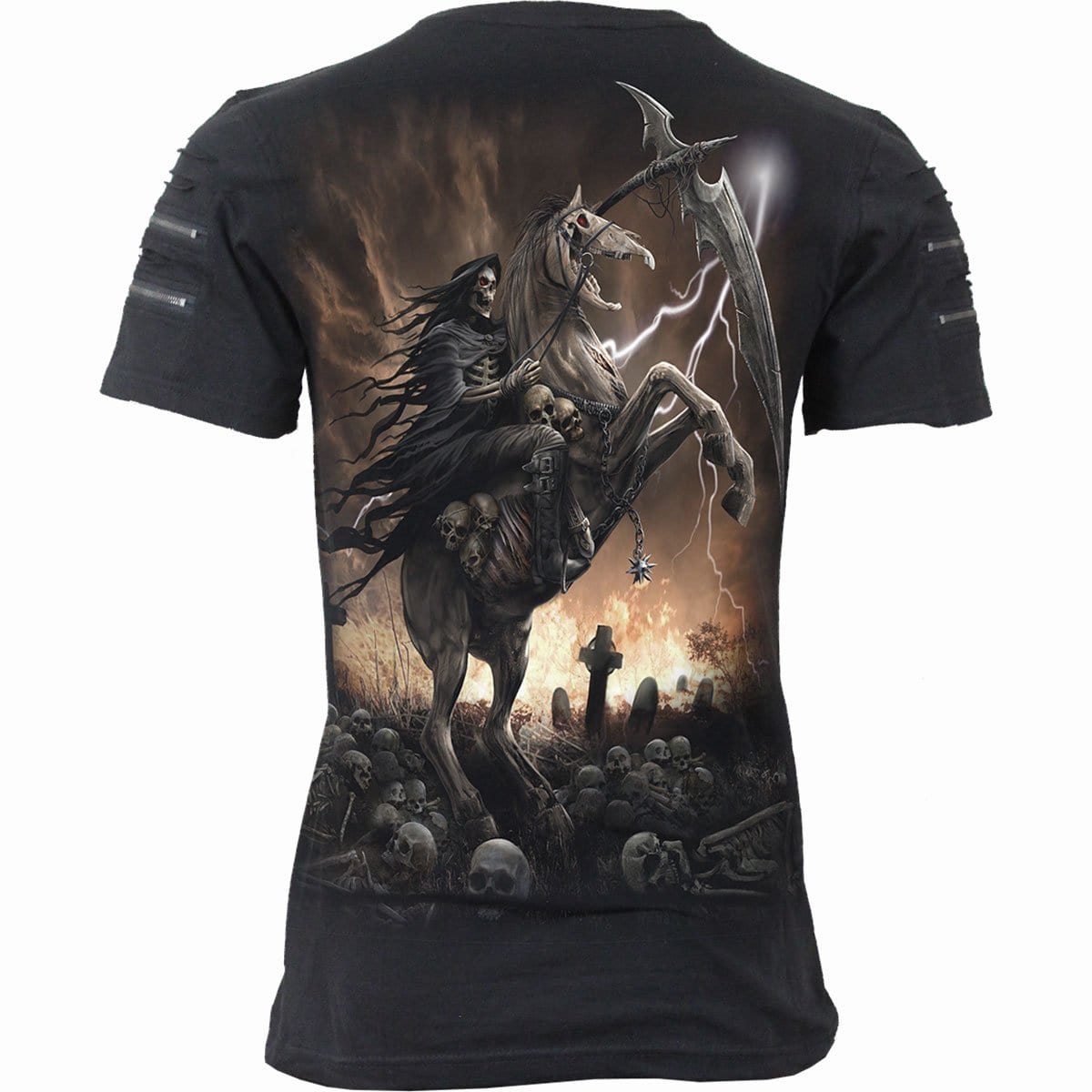 PALE RIDER - Twin Zipper Sleeve Fashion Tee - Spiral USA