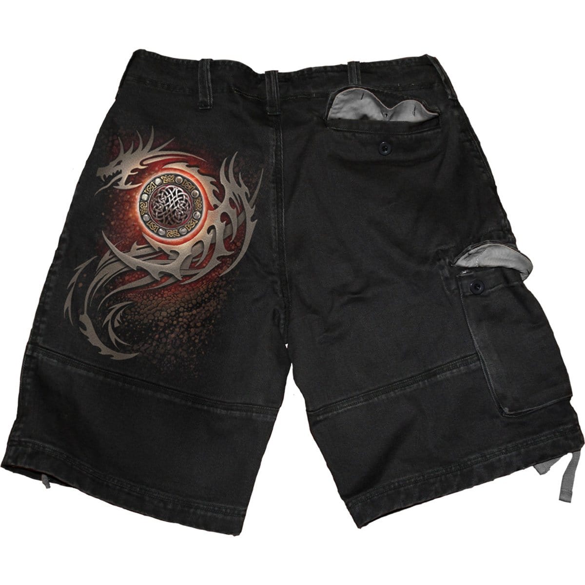 DRAGON EYE - Vintage Cargo Shorts Black - Spiral USA