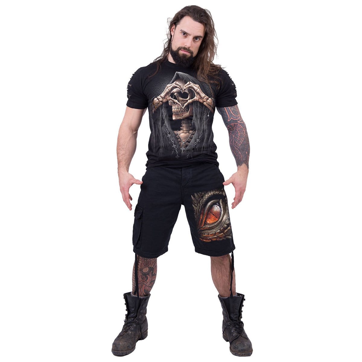DRAGON EYE - Vintage Cargo Shorts Black - Spiral USA
