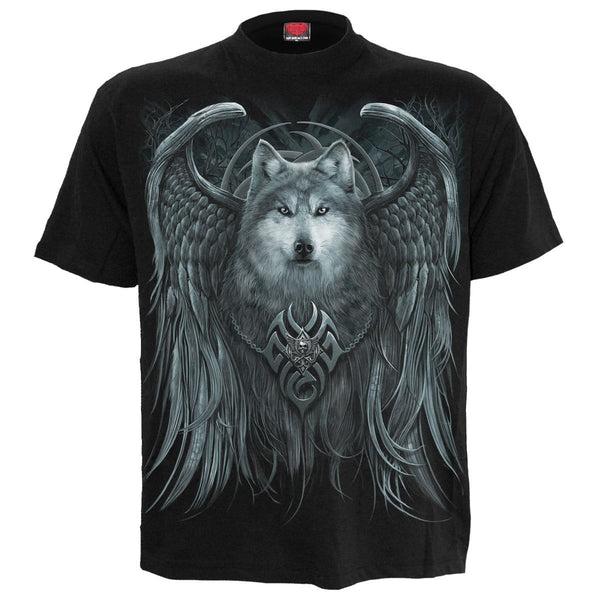 ◇typeservice◇ Spiral TShirt Charcoal WOLF SPIRIT - T-Shirt Black
