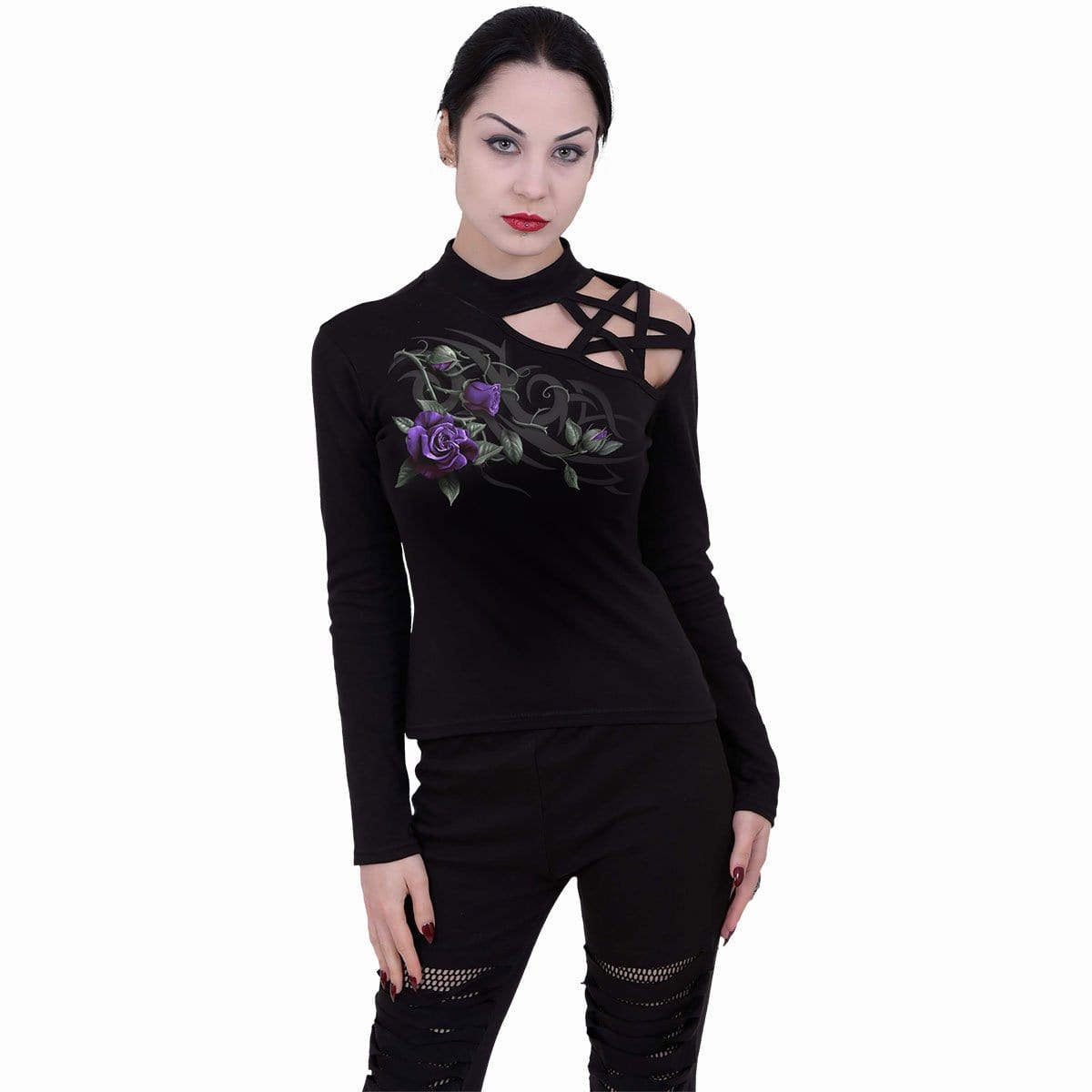 TRIBAL ROSE - Pentagram Shoulder Longsleeve Top - Spiral USA