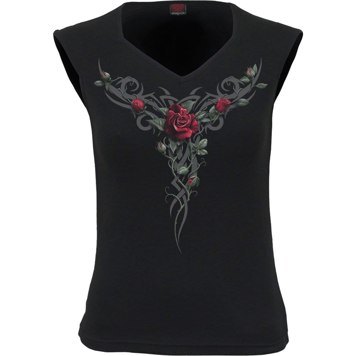 TRIBAL ROSE - Hex-neck Sleeveless Top - Spiral USA