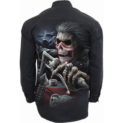 SOUL RIDER - Longsleeve Stone Washed Worker Black - Spiral USA