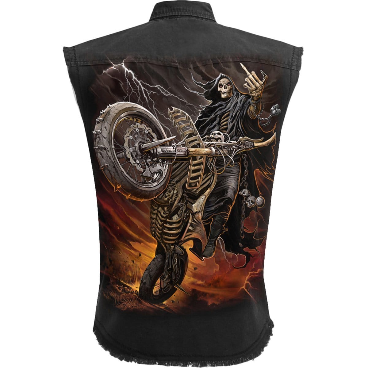 BIKE LIFE - Sleeveless Stone Washed Worker Black - Spiral USA
