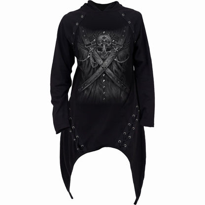 STRAPPED - Laceup Sherwood Hoody with Teardrop Hem - Spiral USA