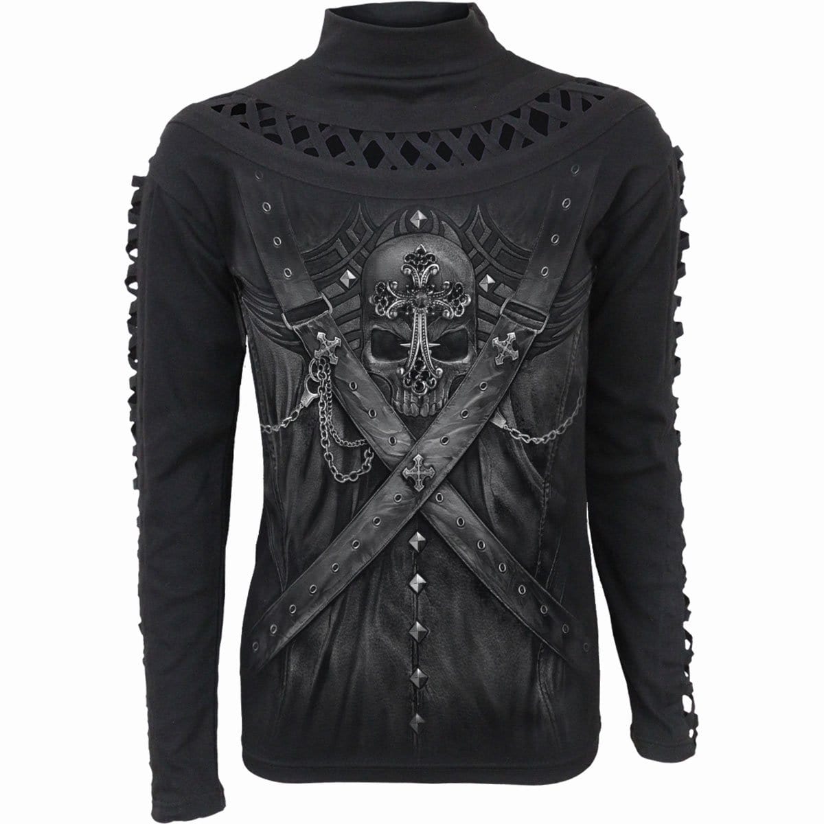 STRAPPED - Watefall Slits Longsleeve Top - Spiral USA