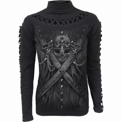 STRAPPED - Watefall Slits Longsleeve Top - Spiral USA
