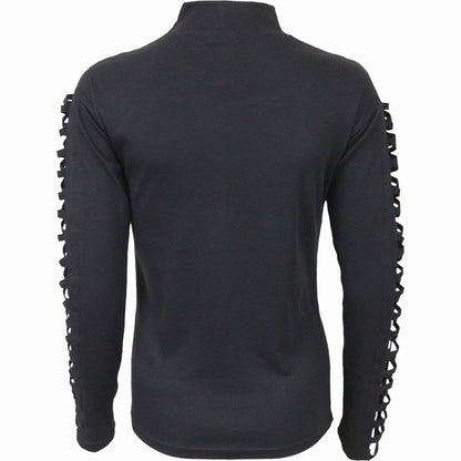 STRAPPED - Watefall Slits Longsleeve Top - Spiral USA