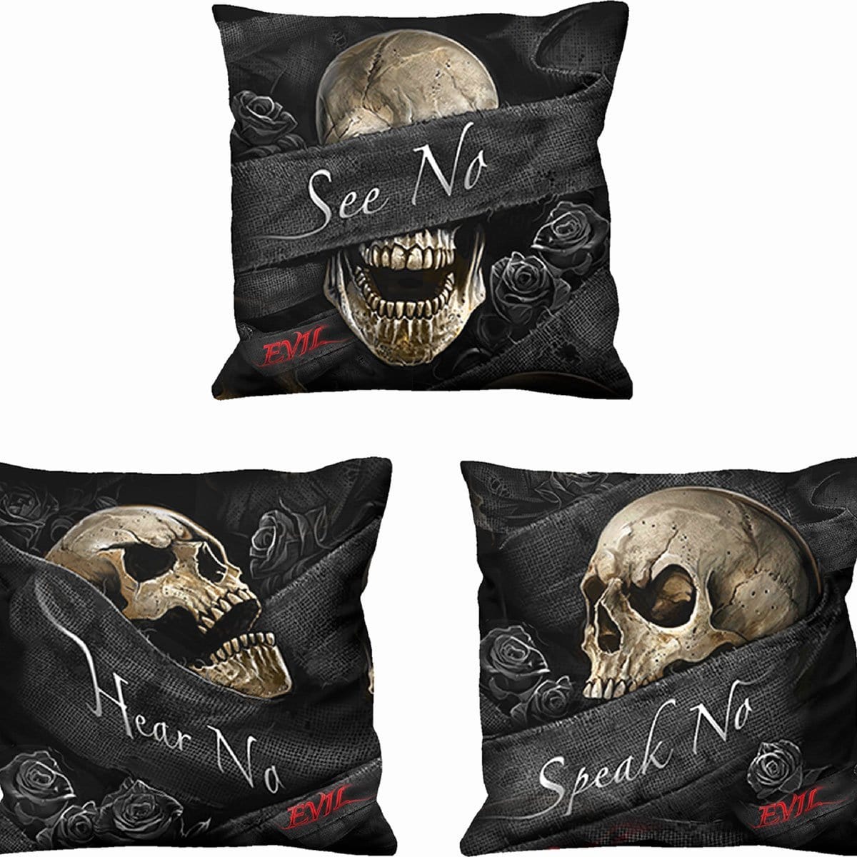 SEE NO EVIL - Square Cushion (Set of 3) - Spiral USA