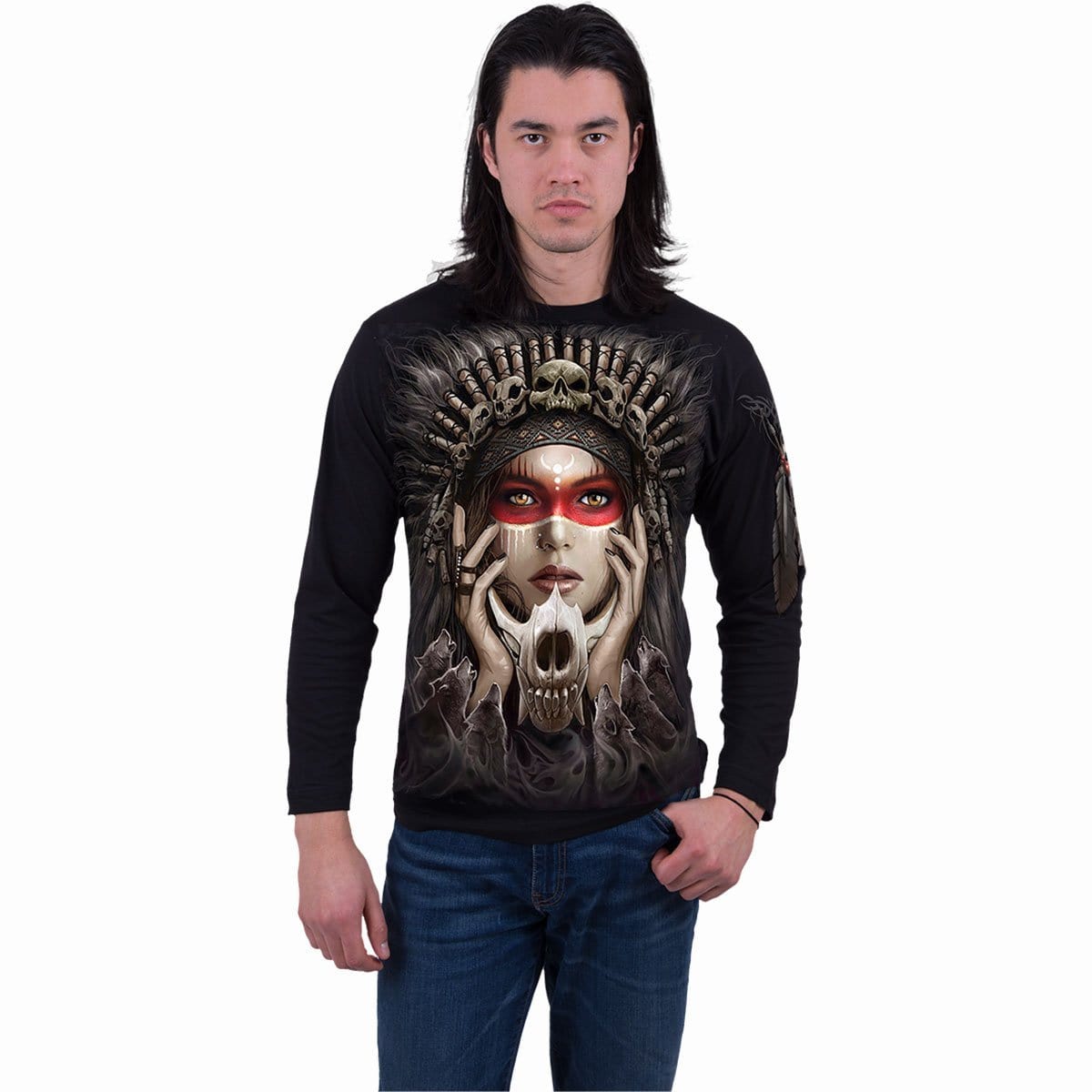 CRY OF THE WOLF - Longsleeve T-Shirt Black - Spiral USA
