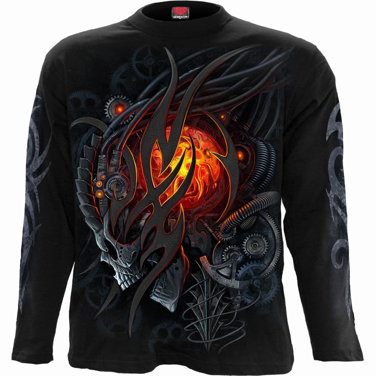 STEAMPUNK SKULL - Longsleeve T-Shirt Black - Spiral USA