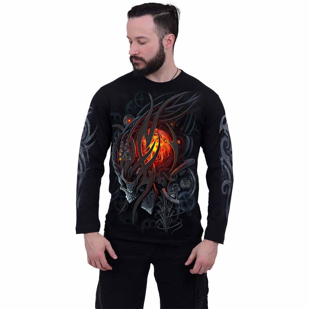 STEAMPUNK SKULL - Longsleeve T-Shirt Black - Spiral USA