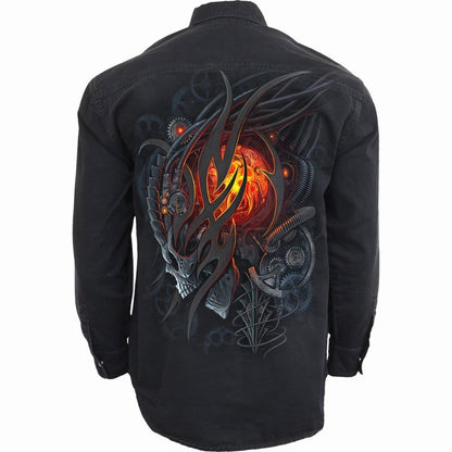 STEAMPUNK SKULL - Longsleeve Stone Washed Worker Black - Spiral USA