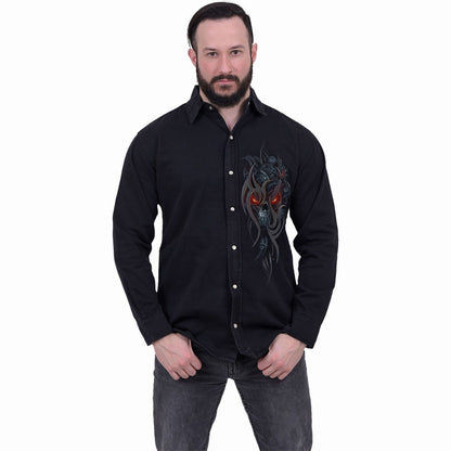 STEAMPUNK SKULL - Longsleeve Stone Washed Worker Black - Spiral USA