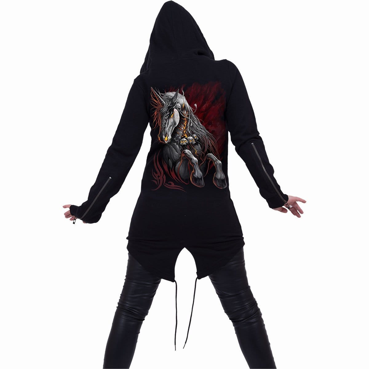 INFERNAL UNICORN - Ladies Fish Tail Full Zip Hoody - Zip Sleeve - Spiral USA