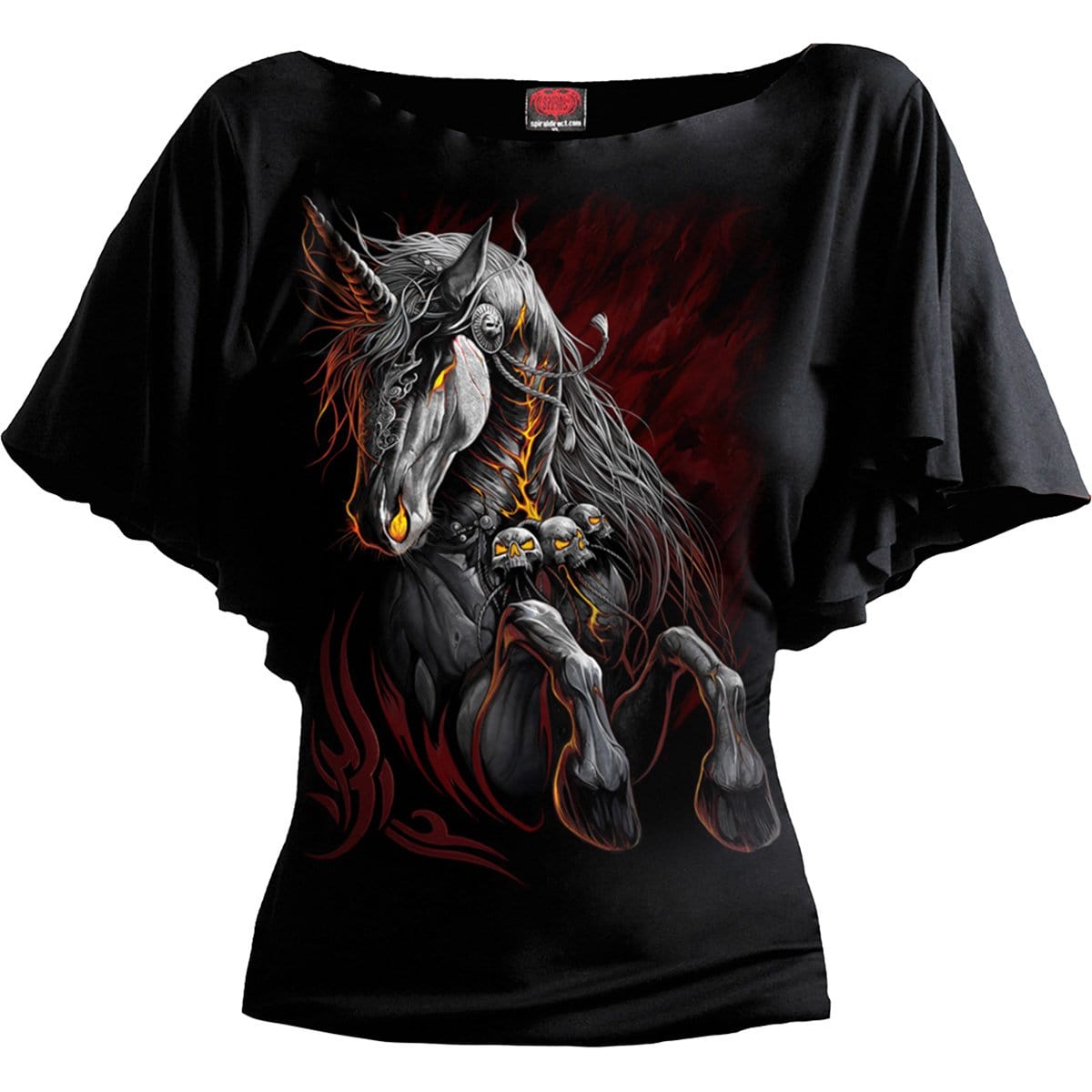 INFERNAL UNICORN - Boat Neck Bat Sleeve Top Black - Spiral USA