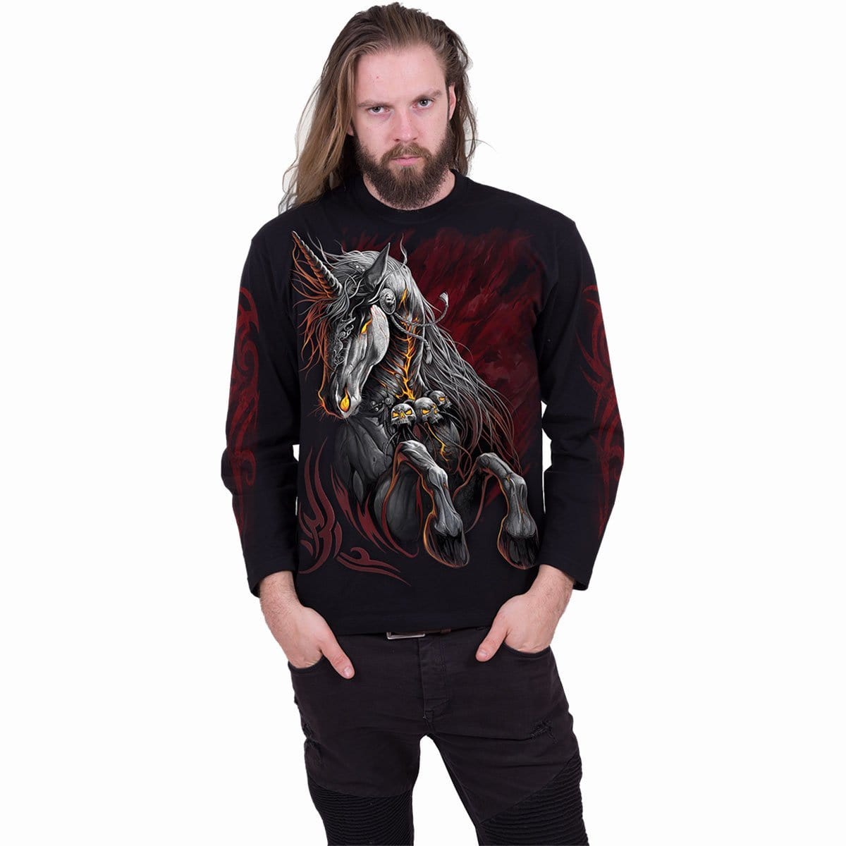 INFERNAL UNICORN - Longsleeve T-Shirt Black - Spiral USA