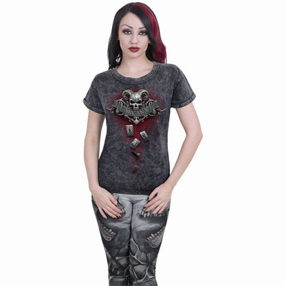 DEATH TAROT - Acid Wash Turnup Sleeve - Spiral USA