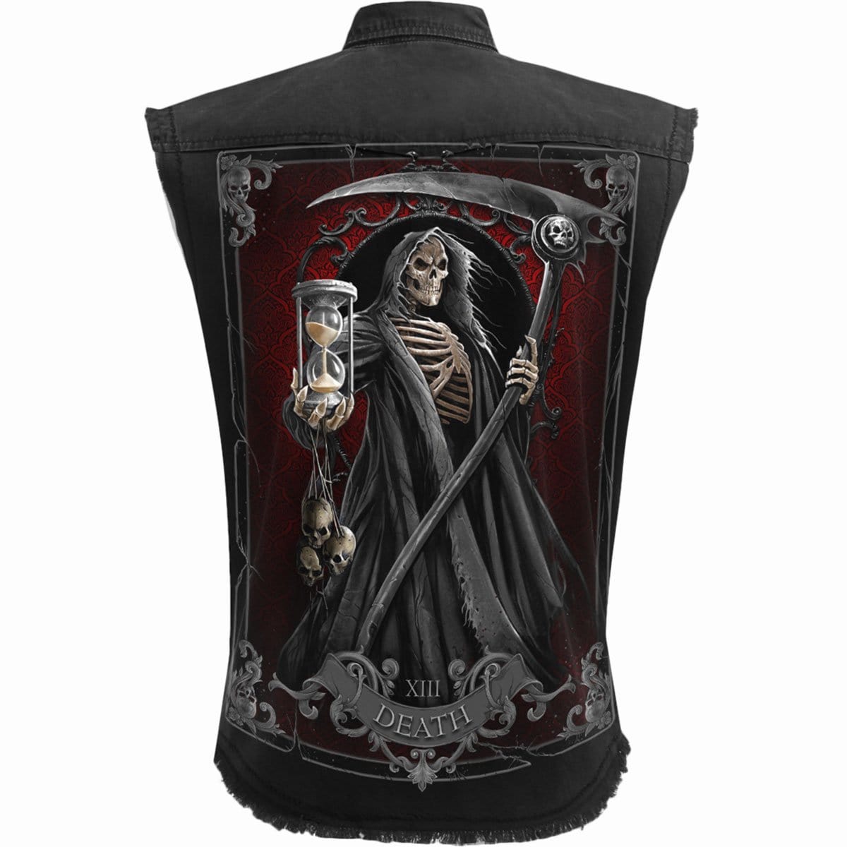 DEATH TAROT - Sleeveless Stone Washed Worker Black - Spiral USA