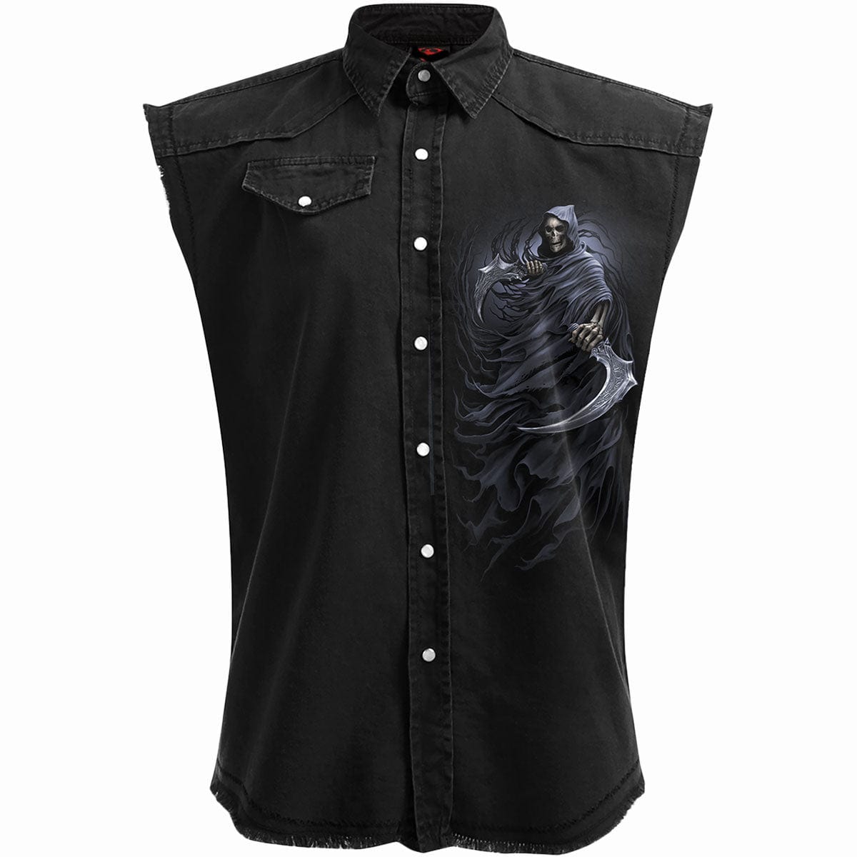 DOUBLE DEATH - Sleeveless Stone Washed Worker Black