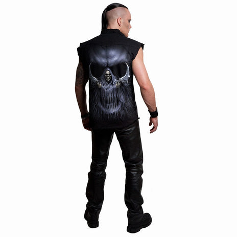 DOUBLE DEATH - Sleeveless Stone Washed Worker Black