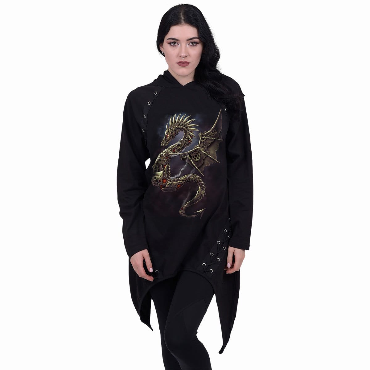 DRAGON COGS - Laceup Sherwood Hoody with Teardrop Hem - Spiral USA