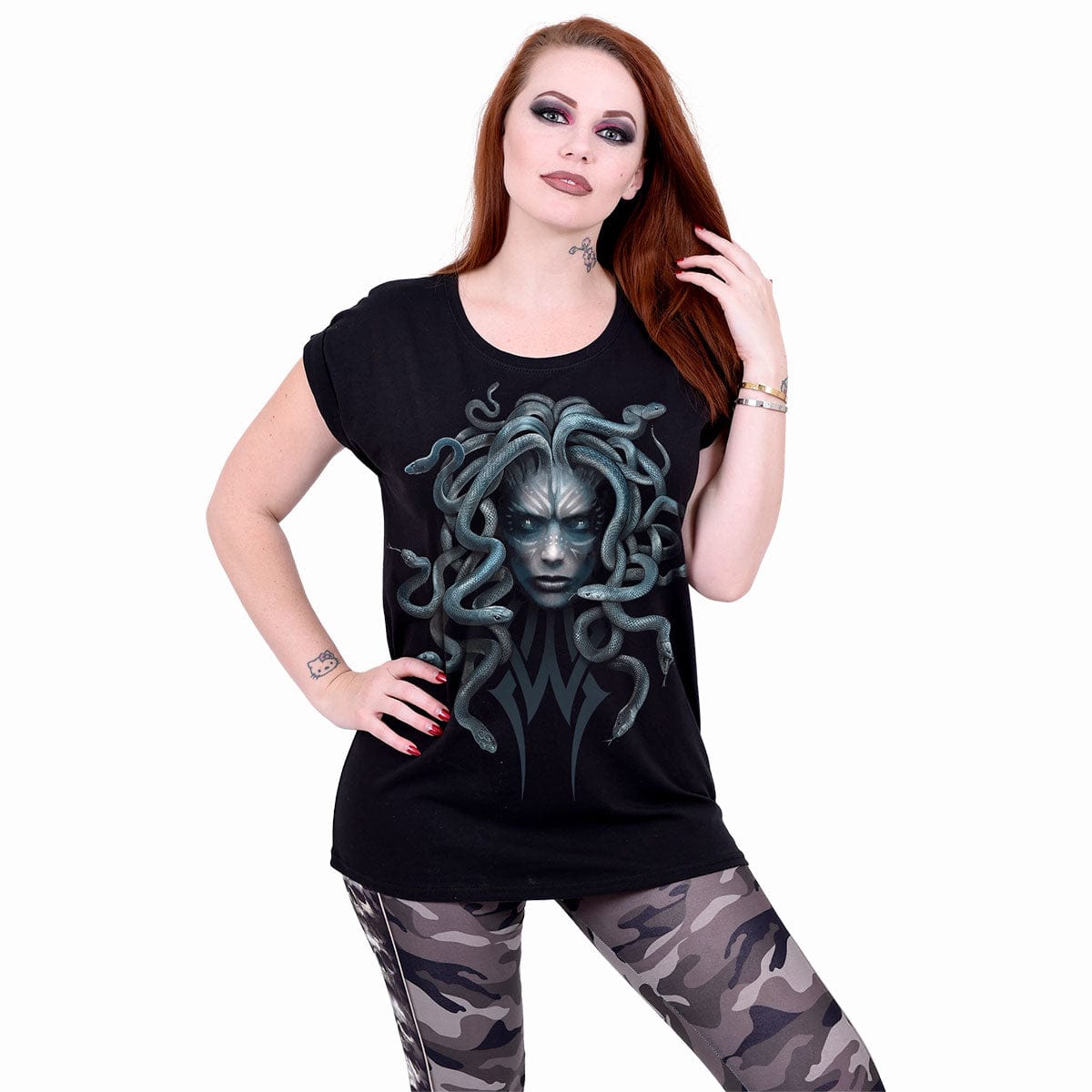 STONE GAZE - Turnup Sleeve Loosefit Tee - Spiral USA