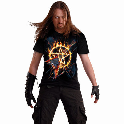 HOT METAL - Front Print T-Shirt Black - Spiral USA