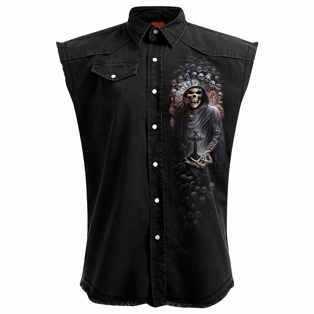 REAPER TIME - Sleeveless Stone Washed Worker Black