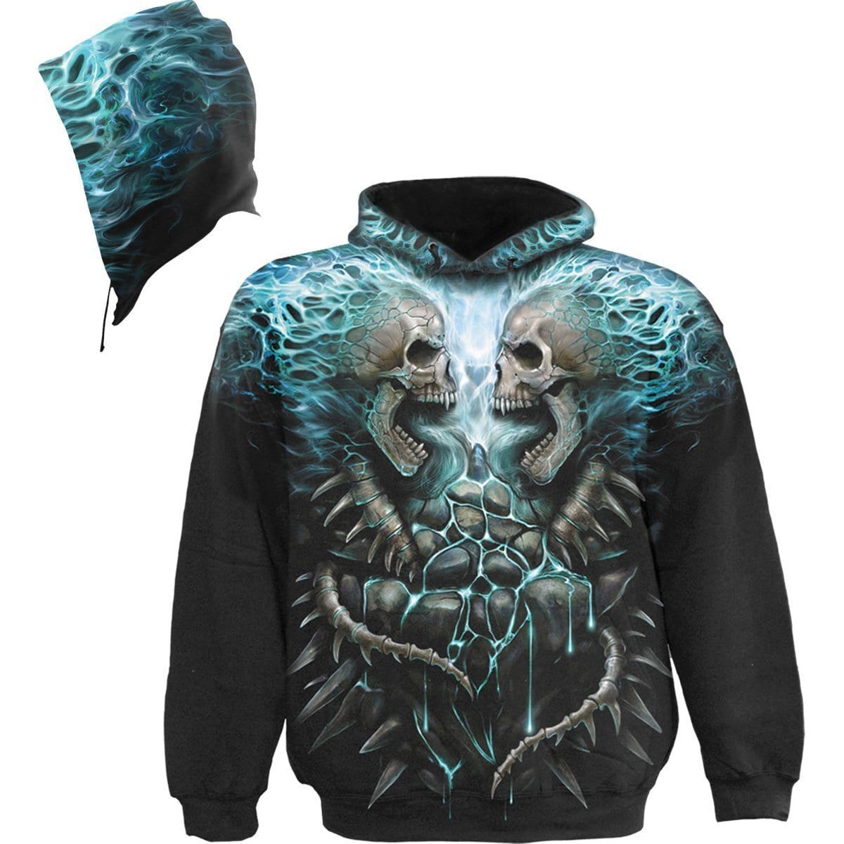 FLAMING SPINE - Allover Hoody Black - Spiral USA