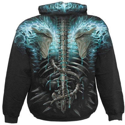 FLAMING SPINE - Allover Hoody Black - Spiral USA