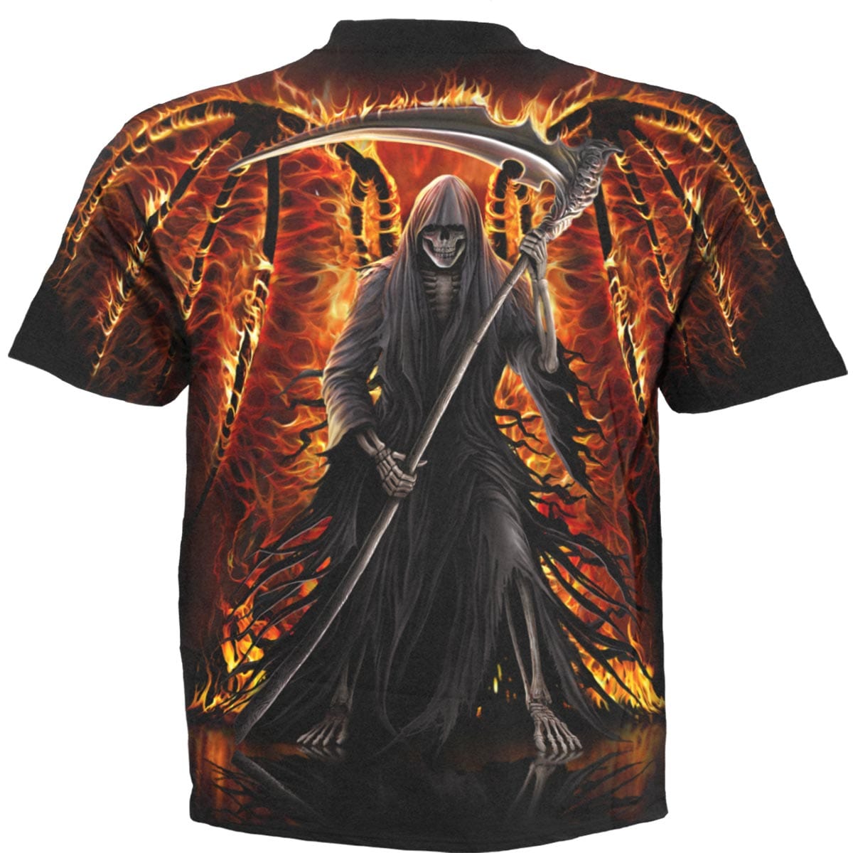 FLAMING DEATH - Allover T-Shirt Black - Spiral USA