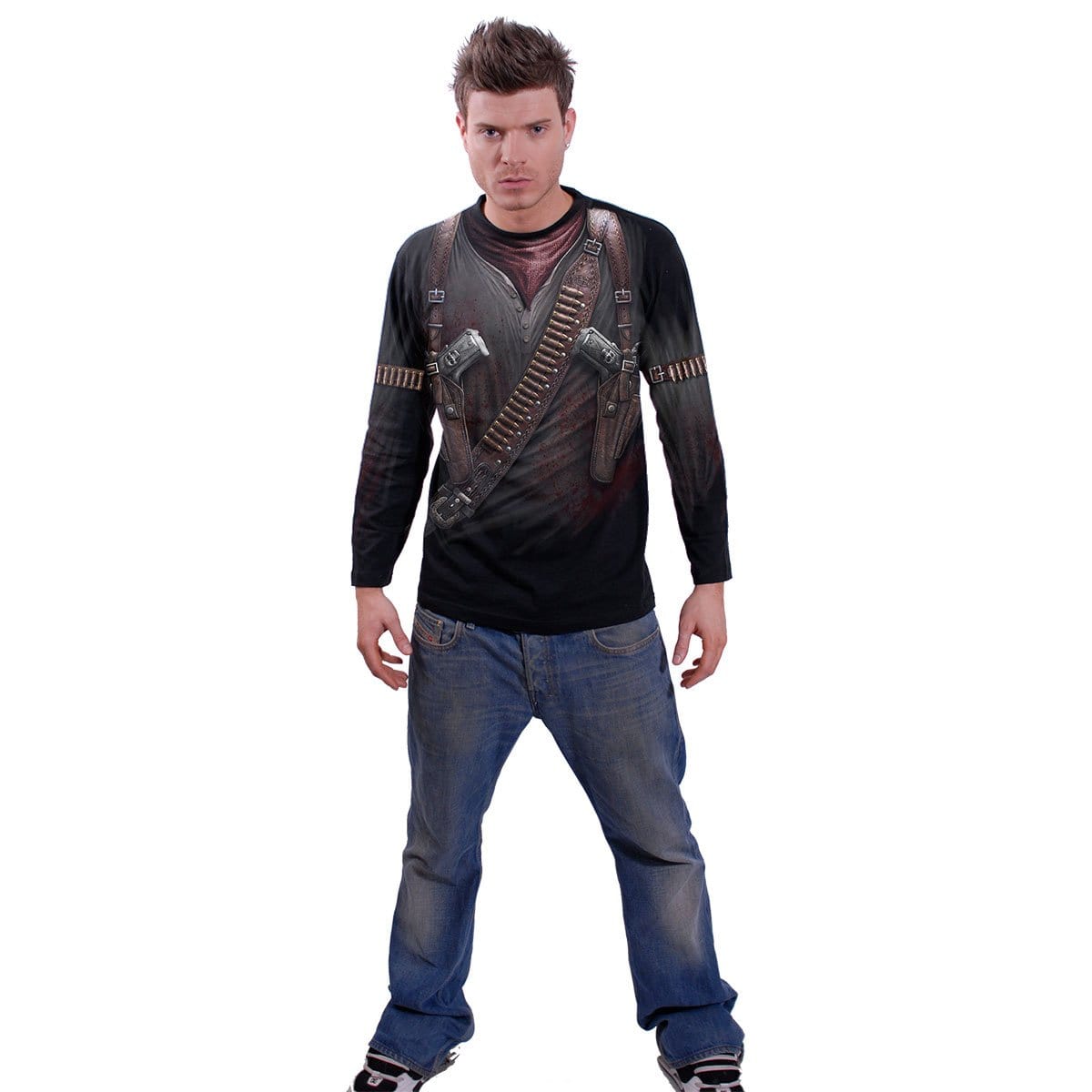 HOLSTER WRAP - Allover Longsleeve T-Shirt Black - Spiral USA