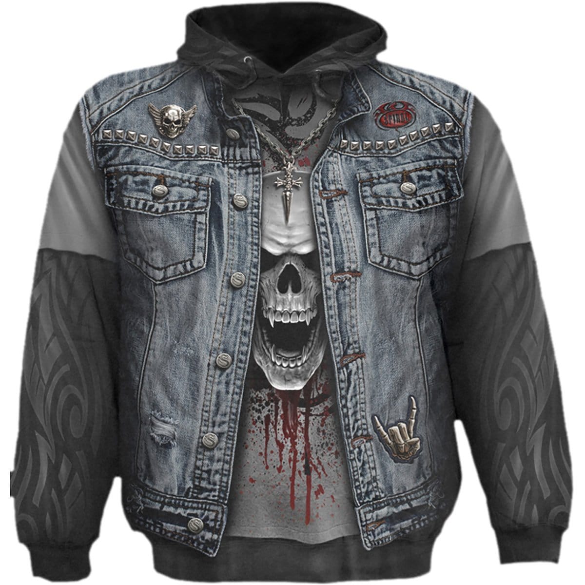 THRASH METAL - Allover Hoody Black - Spiral USA