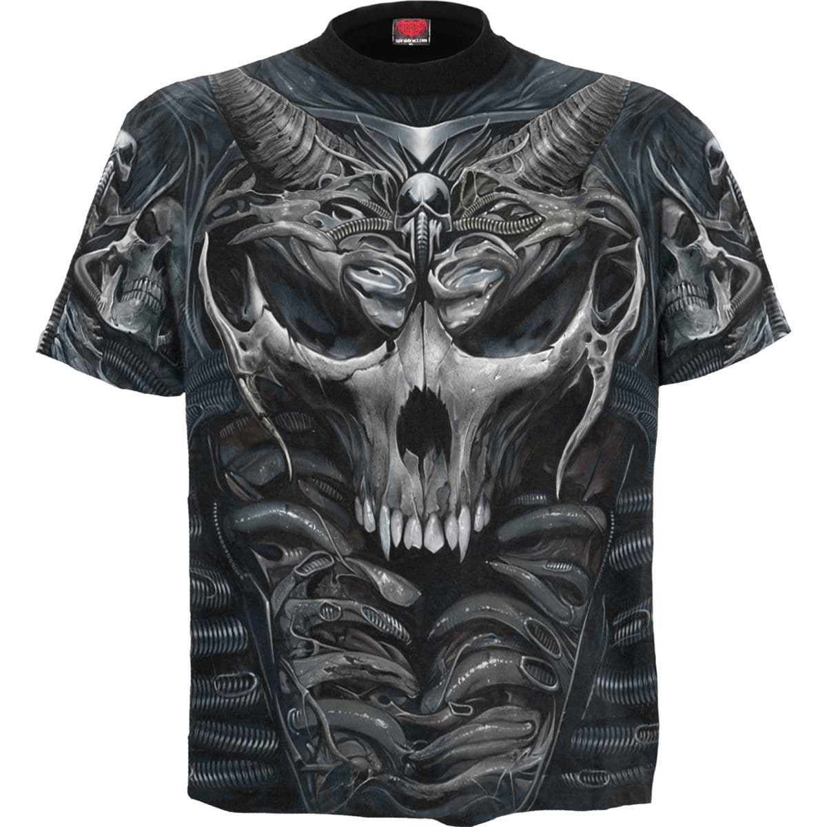 SKULL ARMOUR - Allover T-Shirt Black - Spiral USA