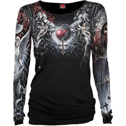 LIFE AND DEATH CROSS - Allover Baggy Top  Black - Spiral USA